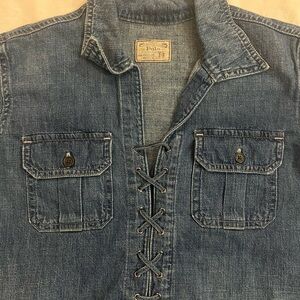 Ralph Lauren Blue Lace-Up Denim Shirt Girls size 14